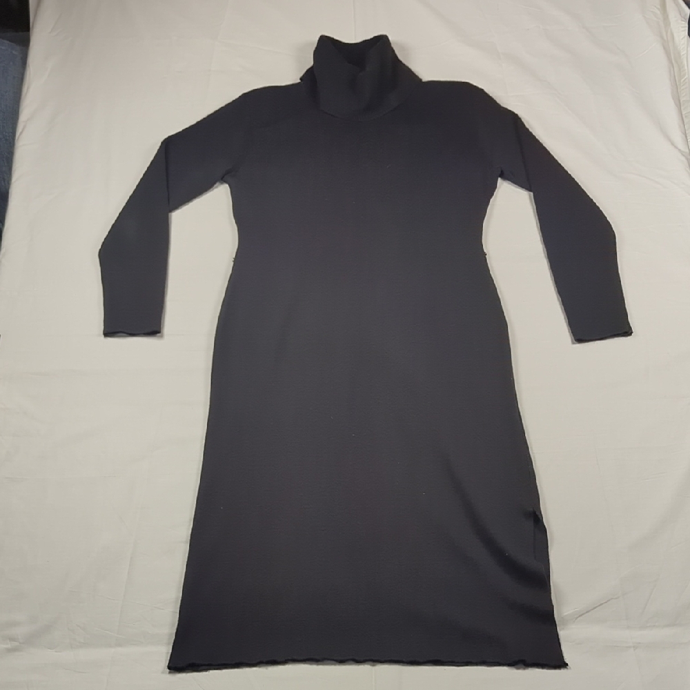 Vintage Nina Leonard Elegant Black Turtleneck Sweater Dress